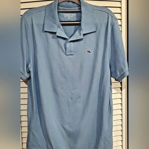 Vineyard Vines Mens Medium Polo Shirt Short Sleeve Cotton Blue Whale Logo Casual